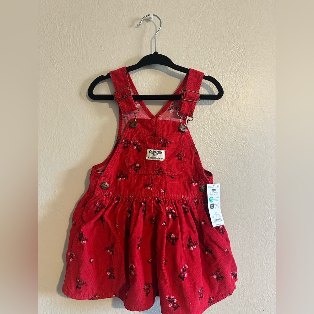 OshKosh B'gosh Red Floral Kids Overalls